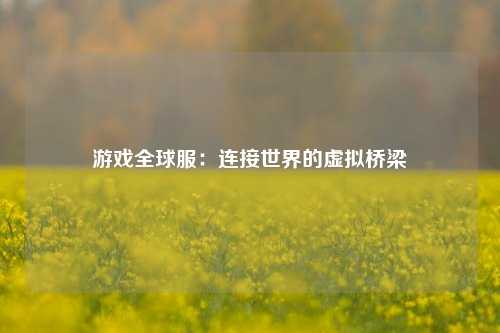 游戏全球服:连接世界的虚拟桥梁