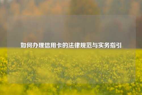 如何办理信用卡的法律规范与实务指引